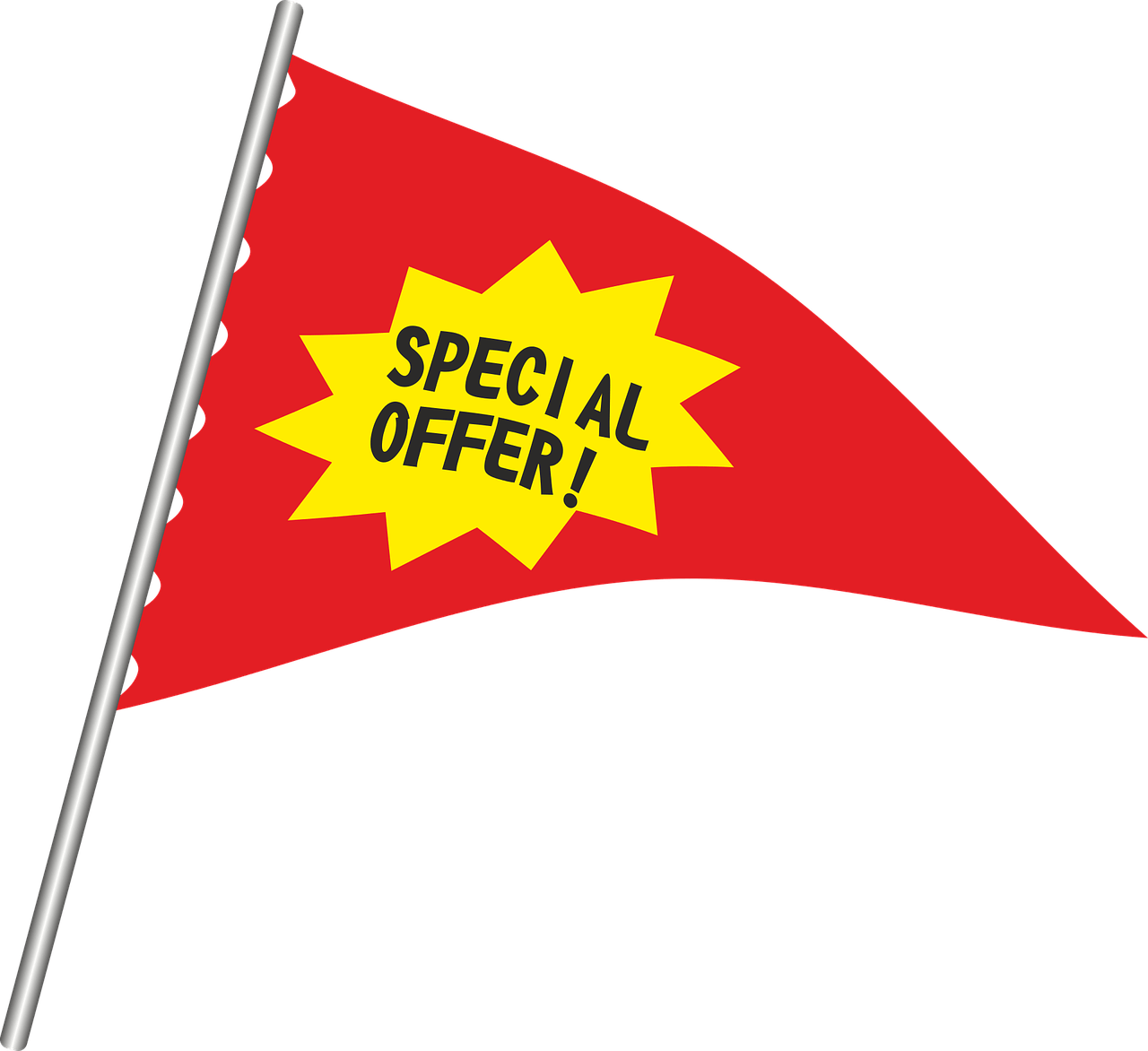 SPECIAL OFFERと書かれた赤い旗